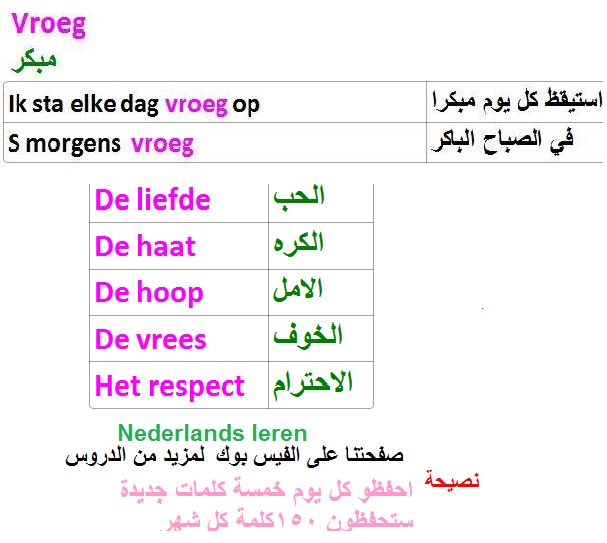 الثاني عشر: من الدورة الجديدة (من الصفر) في تعلم اللغة الهولندية