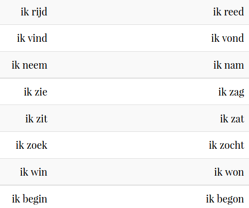 الماضي التام وصيغة الحاضر في اللغة الهولندية