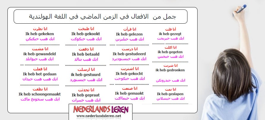 سنتحدث في هذا الدرس عن جمل من  الافعال في الزمن الماضي في اللغة الهولندية