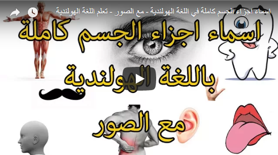 بالصوت والفيديو : اسماء اجزاء الجسم في اللغة الهولندية