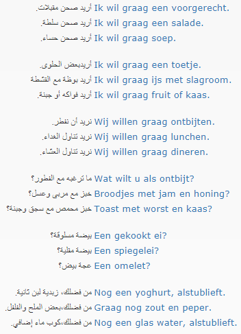 جمل وعبارات مع النطق تستخدم في المطعم …تعلم اللغة الهولندية بسهولة