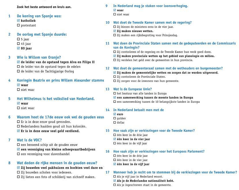 الجزء الاول : اسئلة تدريب علي نموذج امتحان KNM في اللغة الهولندية