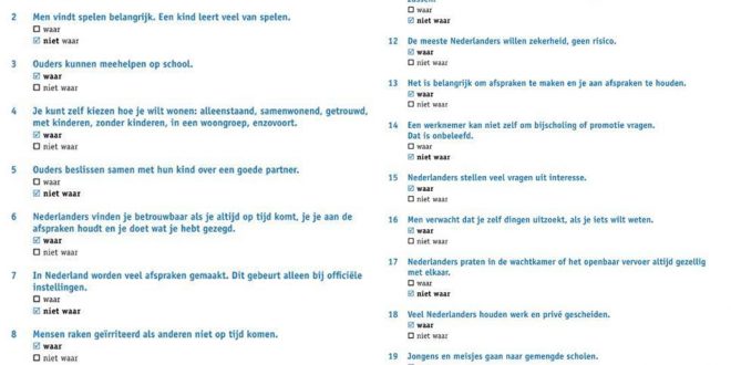 الجزء الثاني : اسئلة تدريب علي نموذج امتحان KNM  في اللغة الهولندية