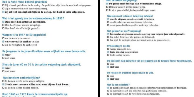 الجزء الخامس اسئلة تدريب علي نموذج امتحان KNM في اللغة الهولندية