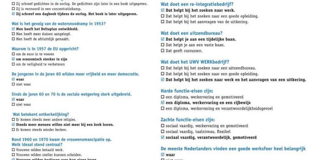 الجزء السادس : اسئلة تدريب علي نموذج امتحان KNM في اللغة الهولندية
