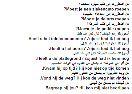 جمل مهمة بصيغة الماضي باللغة الهولندية
