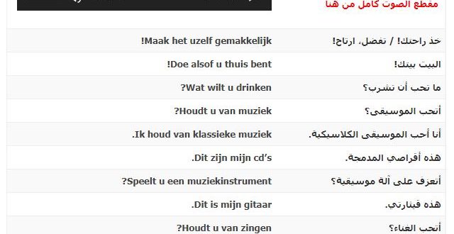 درس رقم (1) محادثة قصيرة لتعليم اللغة الهولندية