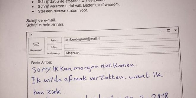 نموذج الجديد تبع امتحان السخرايفين في اللغة الهولندية