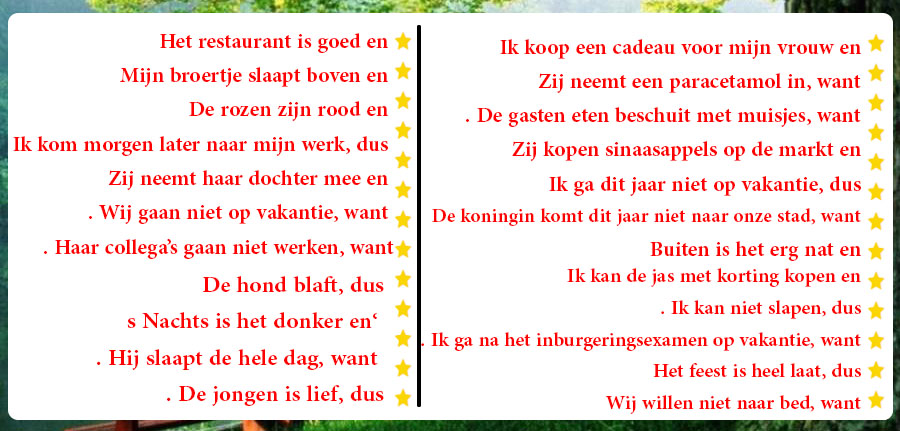 تعلم ترتيب الجمل بشكل جميل مع ادوات الربط  باللغة الهولندية