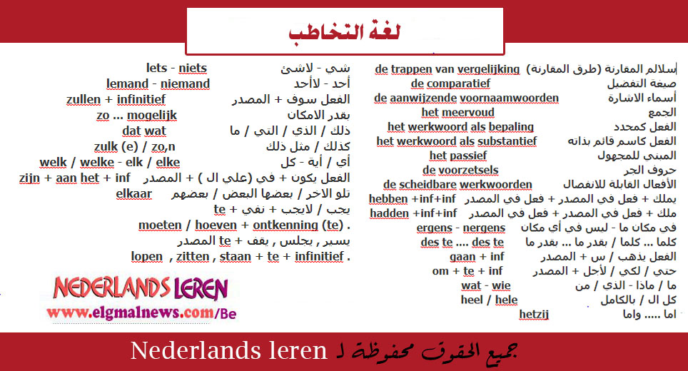 لغة التخاطب وجمل تفيدكم في تعلم اللغة الهولندية