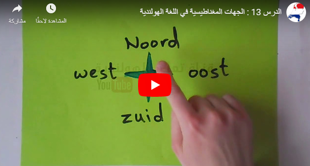 الدرس 13 : تعليم الجهات المغناطيسية في اللغة الهولندية بالصوت والفيديو